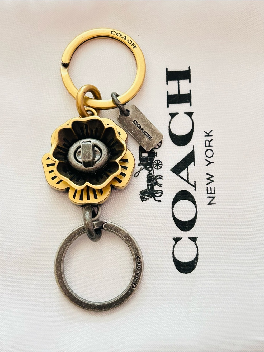 NWOT RARE Coach Y2K Valet Tea Rose Keychain/ Bag Charm